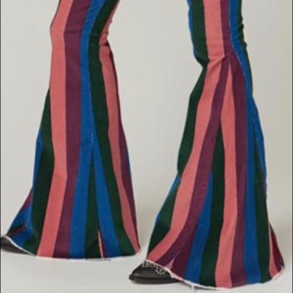 Striped Bell Bottom Jeans. NWOT - Picture 3 of 8